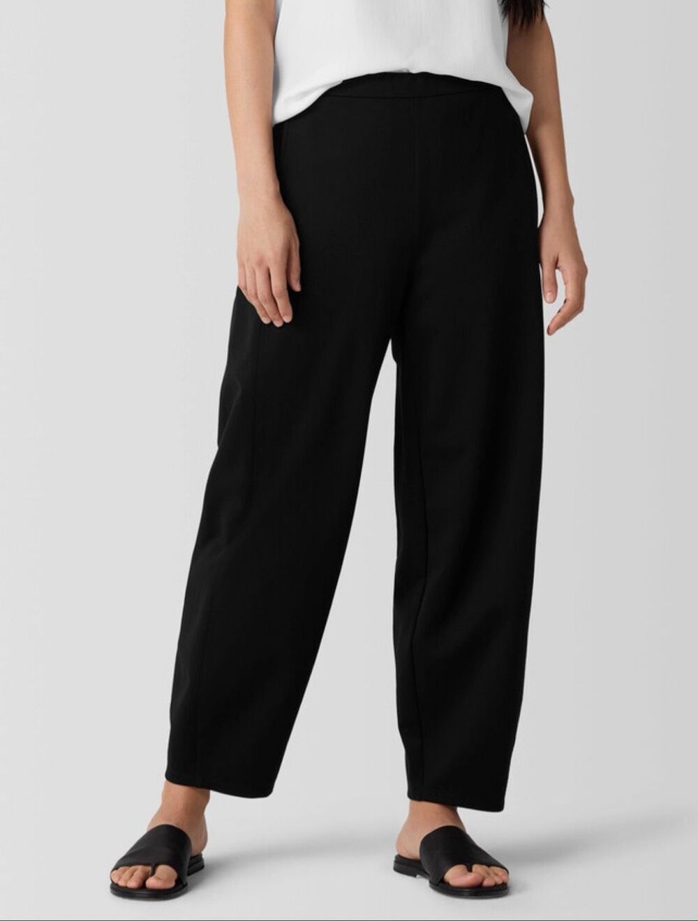 Eileen Fisher $218 Washable Flex Ponte Lantern Pants Black Petite Large NEW